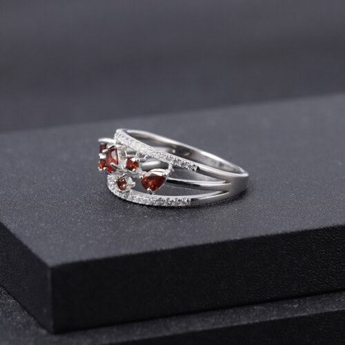 Granat silbernen ring damen mit stein