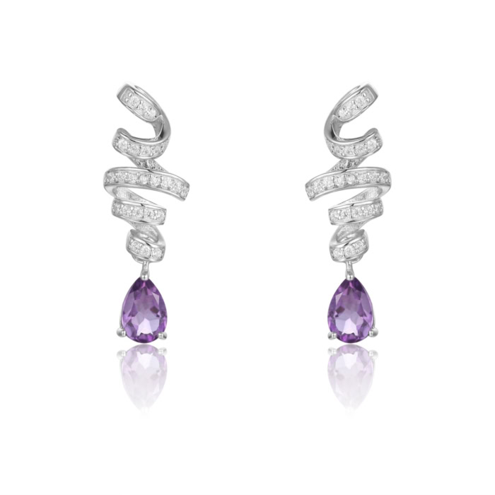 Spiral silber ohrringe damen mit Amethyst