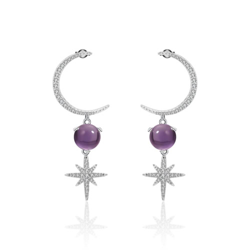stern Mond Ohrringe silber Amethyst