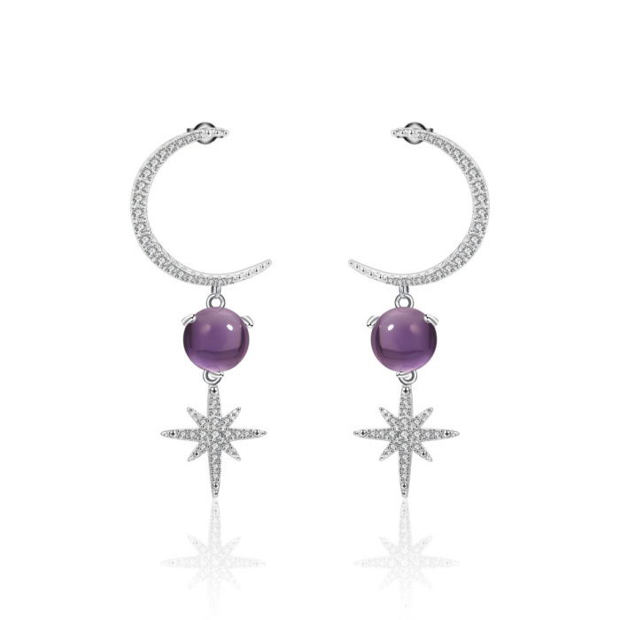 stern Mond Ohrringe silber Amethyst