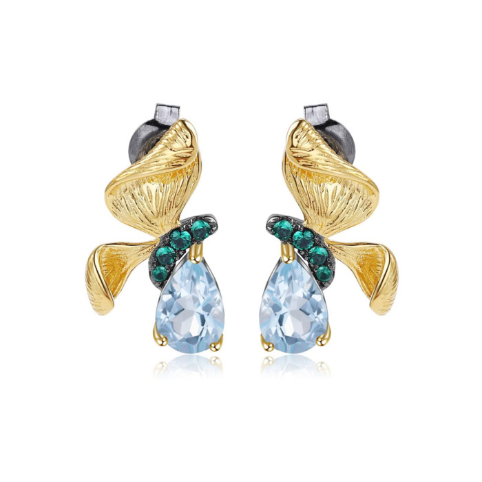 Schmetterling Ohrringe Stecker gold Topas