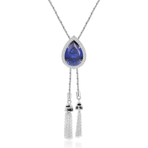 Silber y kette mit Saphir anhänger