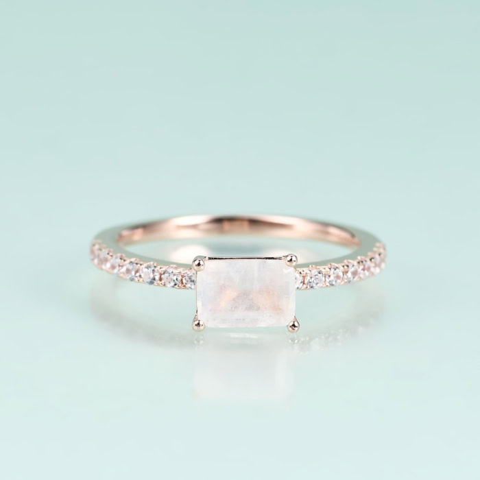Baguette Ring mit Mondstein