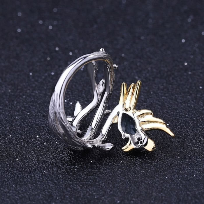 Vogel Ring Silber mit Topas