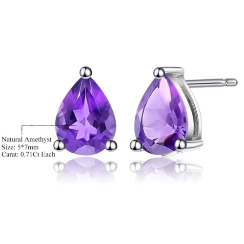 Amethyst Edelstein Ohrringe Tropfenform Aus Silber