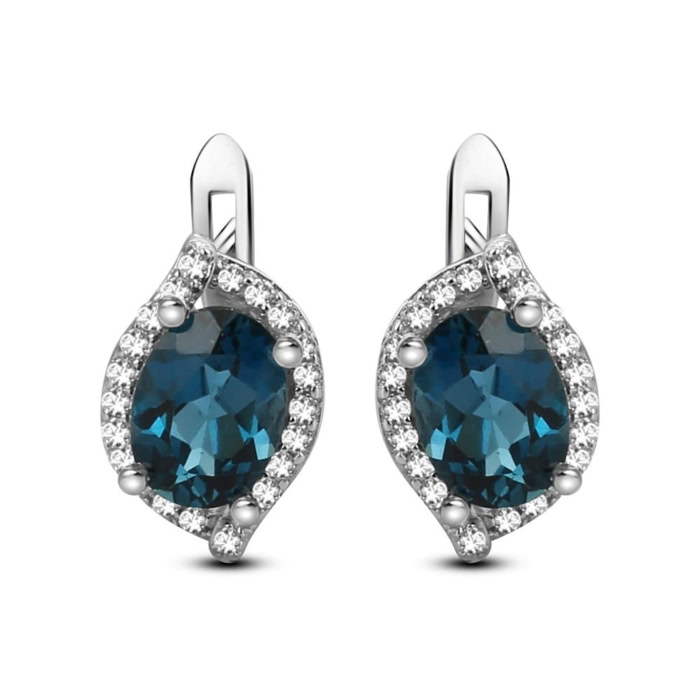 London Blue Topas Silber Ohrringe Stecker