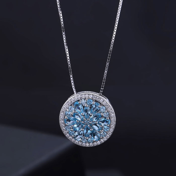 Topas Kette mit Rundem Plättchen