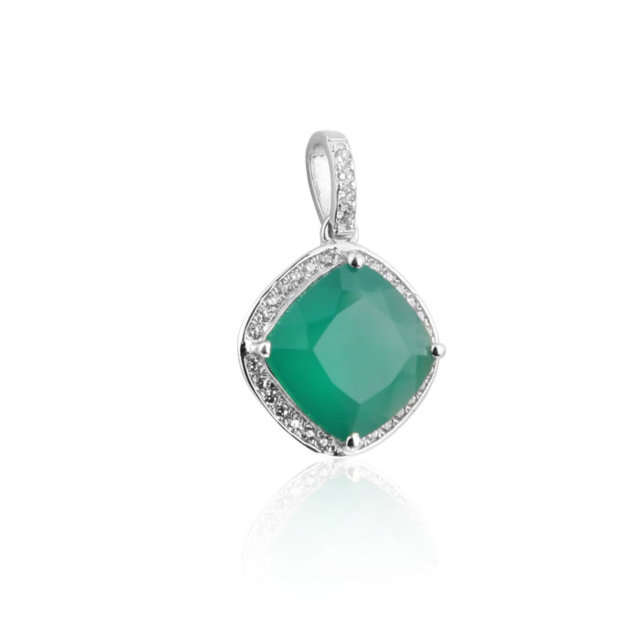 Grün Achat Quadrat Kette Anhänger