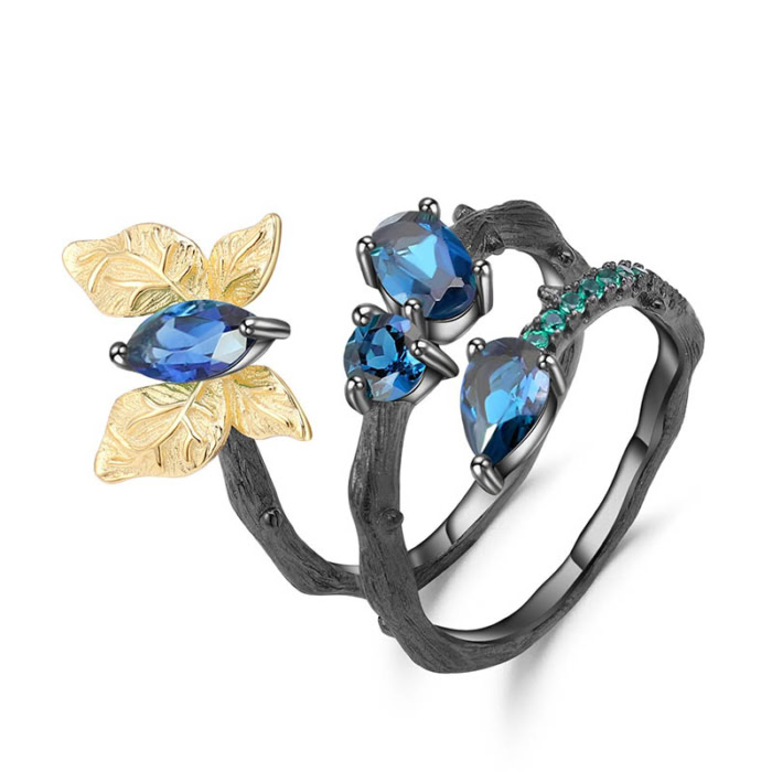 Ring Butterfly mit London Blue Topas