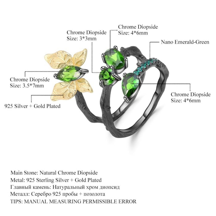 Butterfly Ring mit Diopside