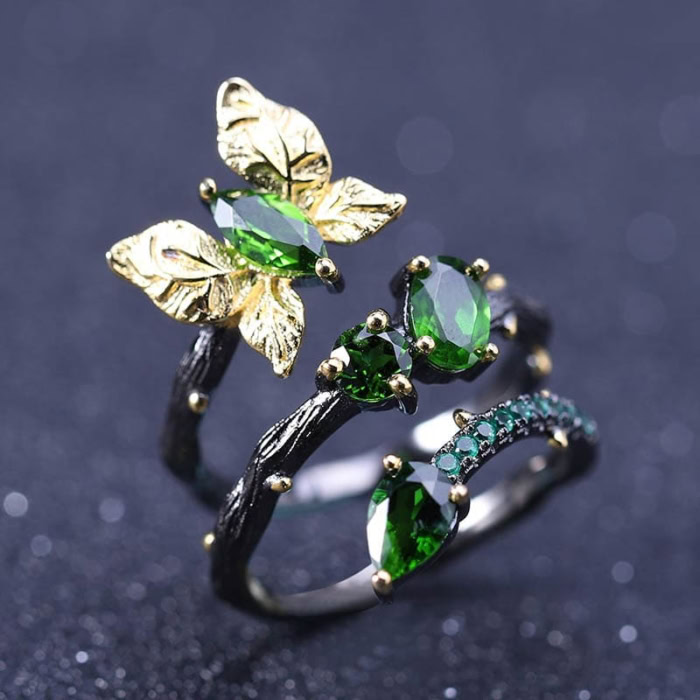 Butterfly Ring mit Diopside
