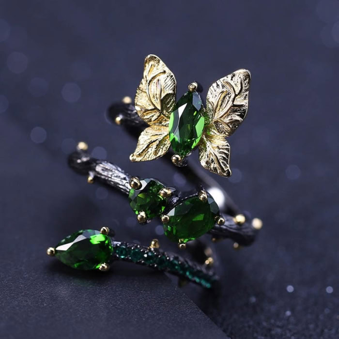 Butterfly Ring mit Diopside