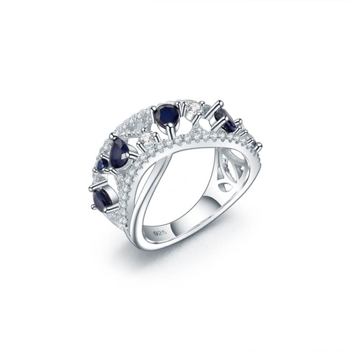 Silber Ring Damen mit Saphir