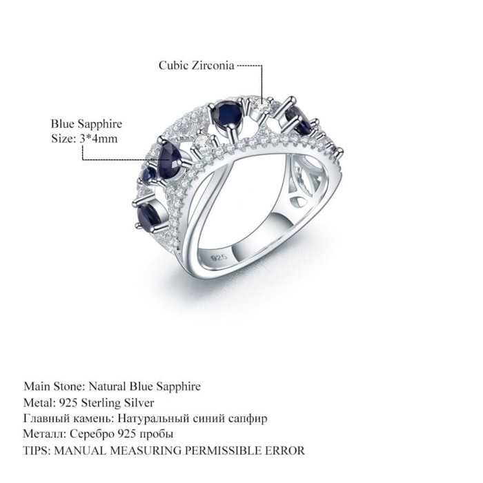 Silber Ring Damen mit Saphir