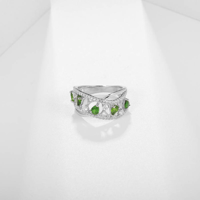 Damen Ring Silber mit Diopside