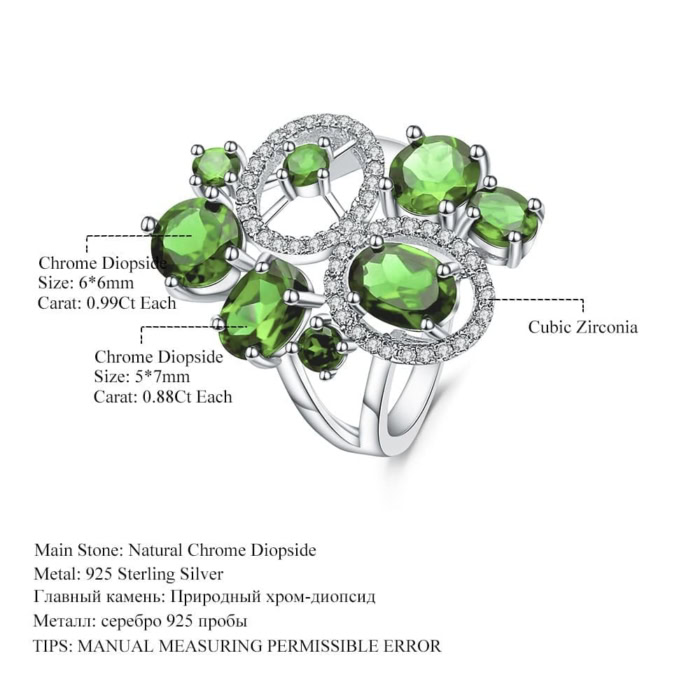 Diopside Extravagante Ring aus Silber