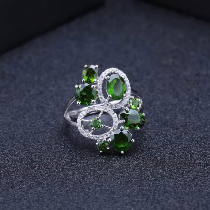 Diopside Extravagante Ring aus Silber