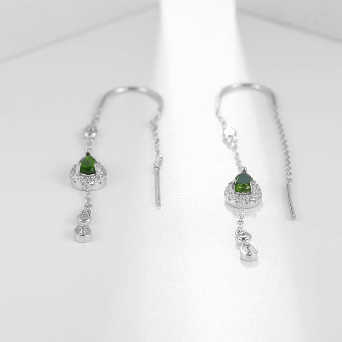 Einfädler Ohrringe mit Diopside