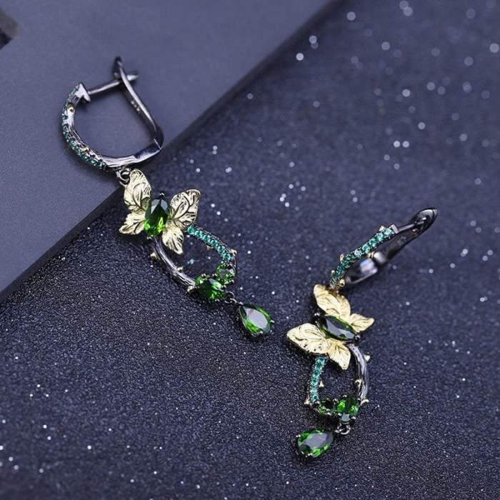 Schmetterling Ohrringe mit Diopside