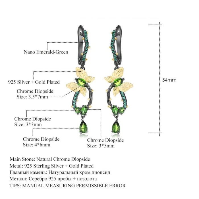 Schmetterling Ohrringe mit Diopside
