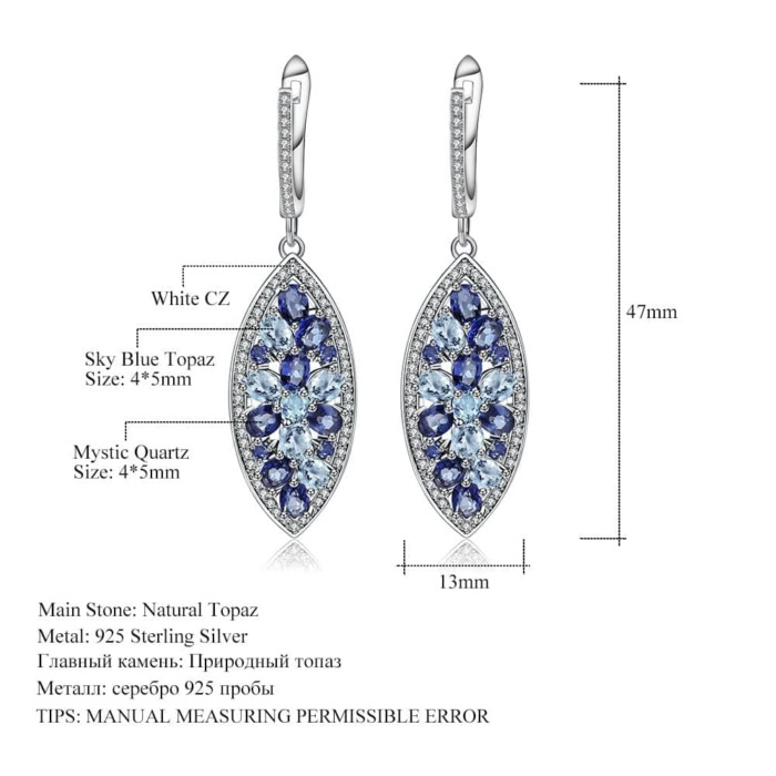 Blaue Topas Ohrringe aus 925 Silber