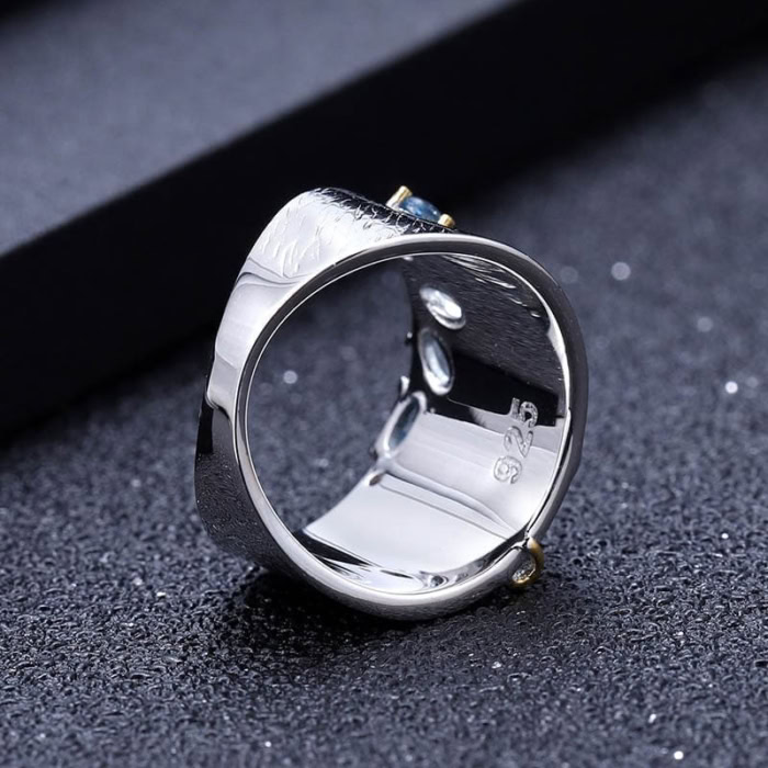 Breiter Ring mit Bunt Edelstein