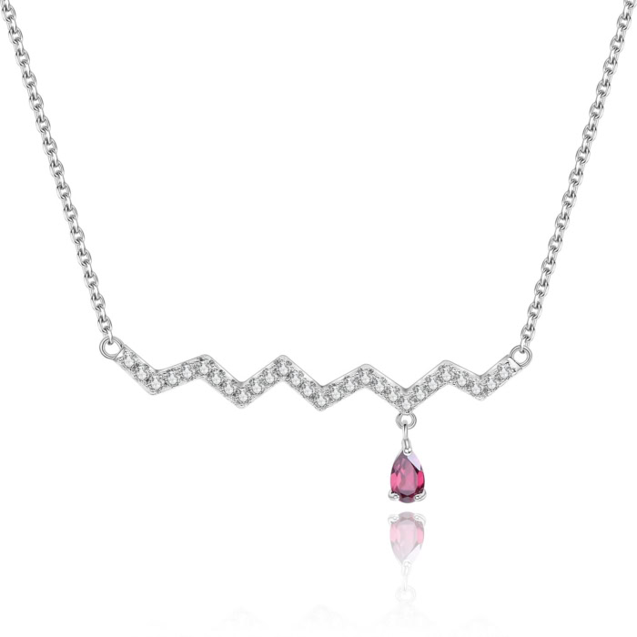 Silber Kette mit Tropfenform Granat