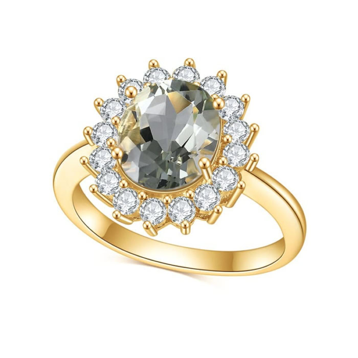 Grüner Amethyst Ring mit Zirkonia