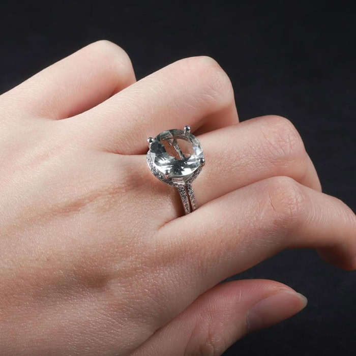 Heiratsantrag Ring mit Grüner Amethyst