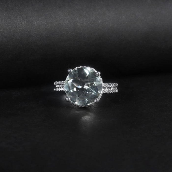 Heiratsantrag Ring mit Grüner Amethyst