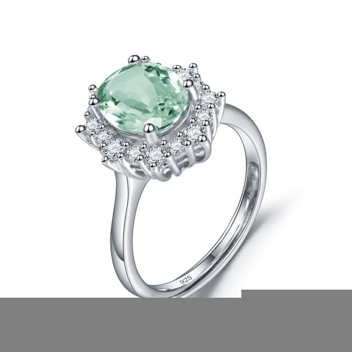 Oval Engagement Ring mit Grüner Amethyst