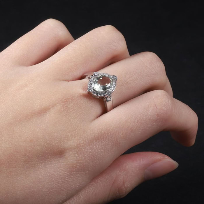 Grüner Amethyst Ring aus Silber