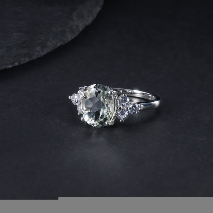 Silber Ring Damen mit Grüner Amethyst