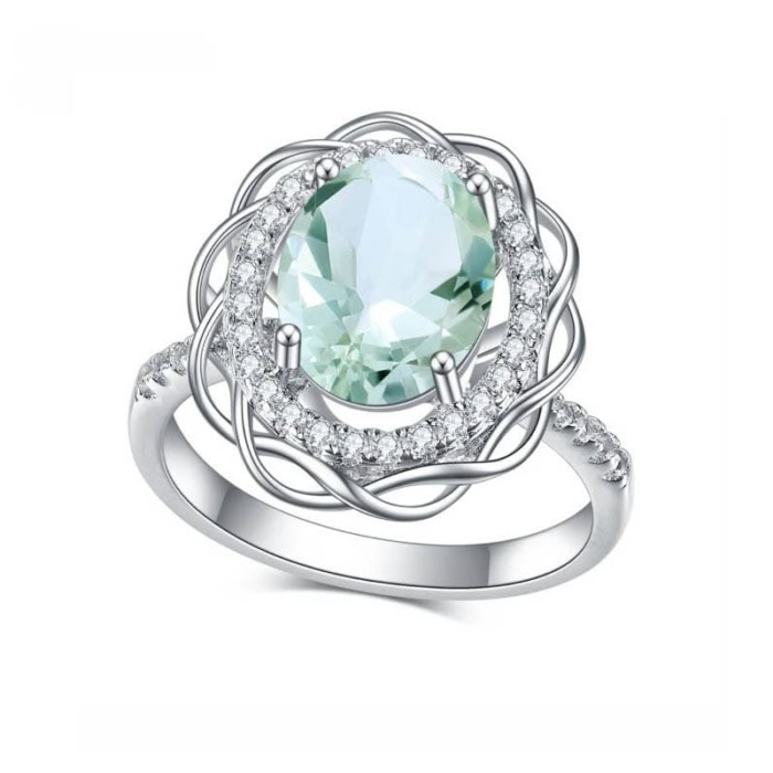Damen Extravagante Ring mit Grüner Amethyst