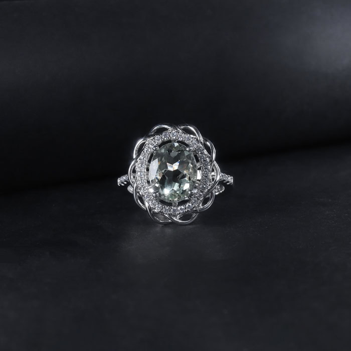 Damen Extravagante Ring mit Grüner Amethyst