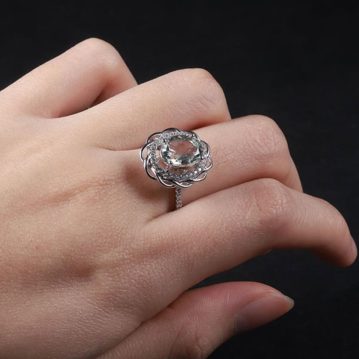 Damen Extravagante Ring mit Grüner Amethyst