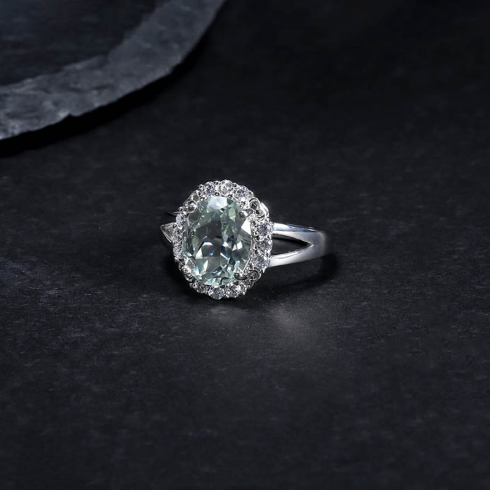 Grüner Amethyst Extravagante Ring