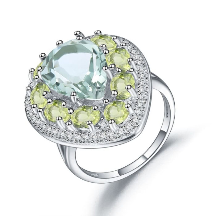 Herz Ring mit Grüner Amethys