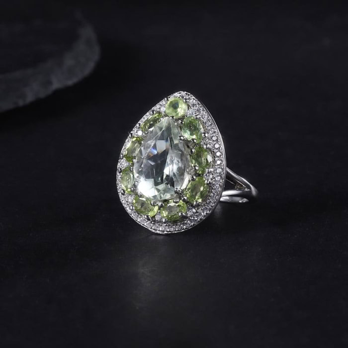 Herz Ring mit Grüner Amethys