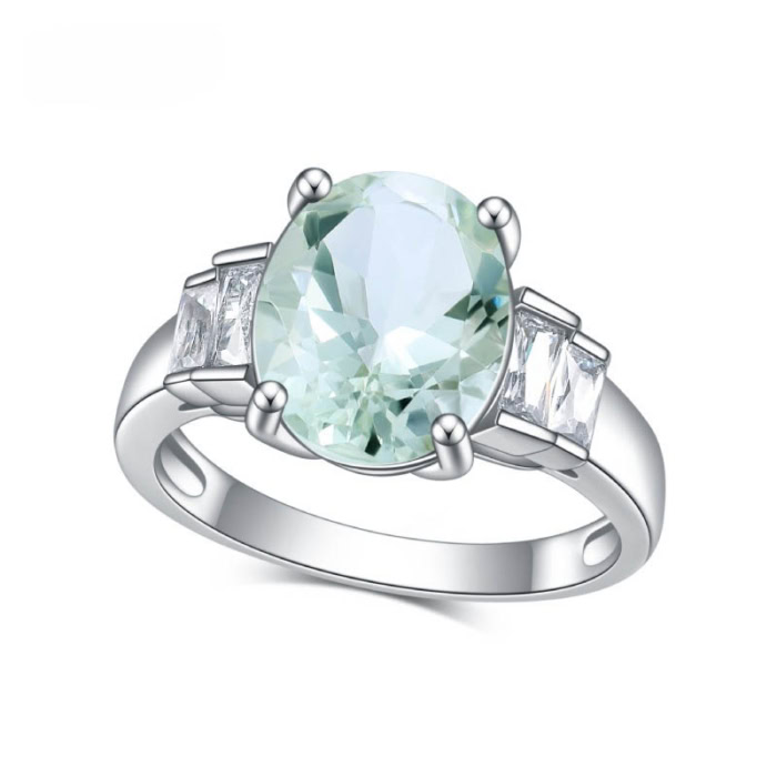 Silver Ring mit Grüner Amethys