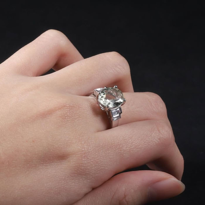 Silver Ring mit Grüner Amethys