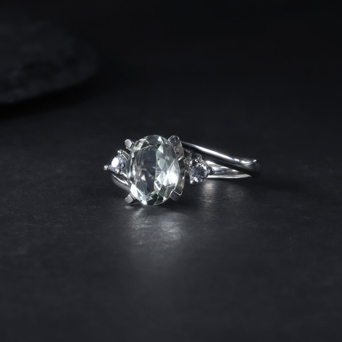 Modeschmuck Ring mit Grüner Amethys
