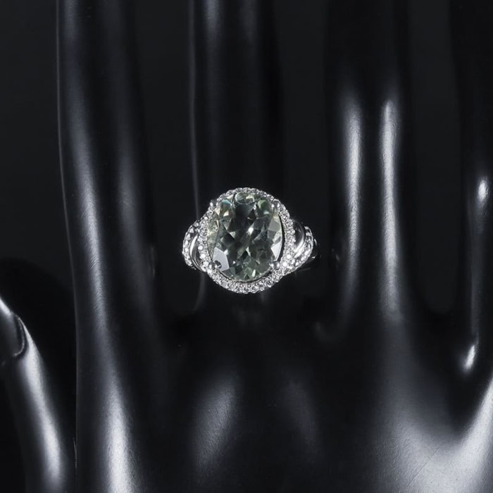 Verlobungs Ring mit Grüner Amethys