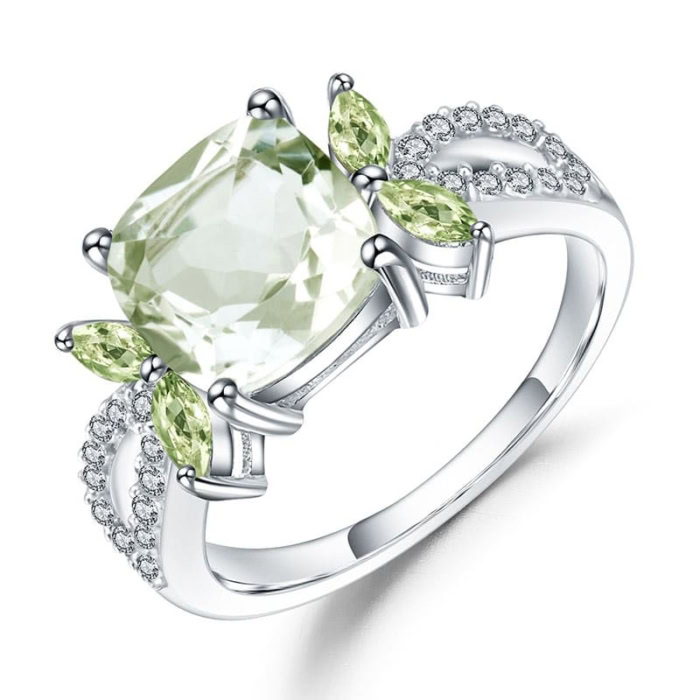 Quadratischer Edelstein Ring Aus Silber