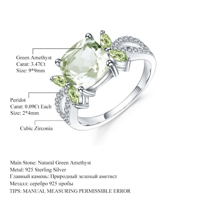 Quadratischer Edelstein Ring Aus Silber