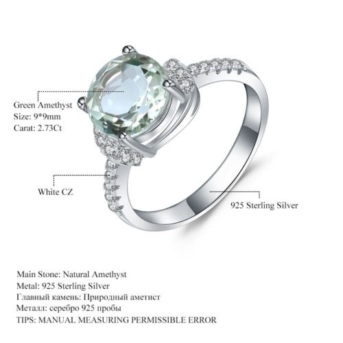 Verlobungsring Silber mit Grüner Amethys