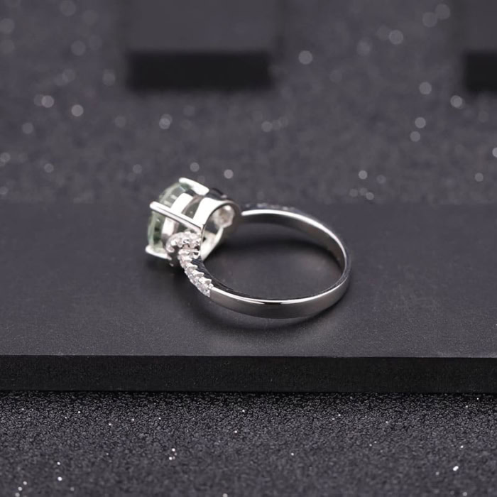 Verlobungsring Silber mit Grüner Amethys