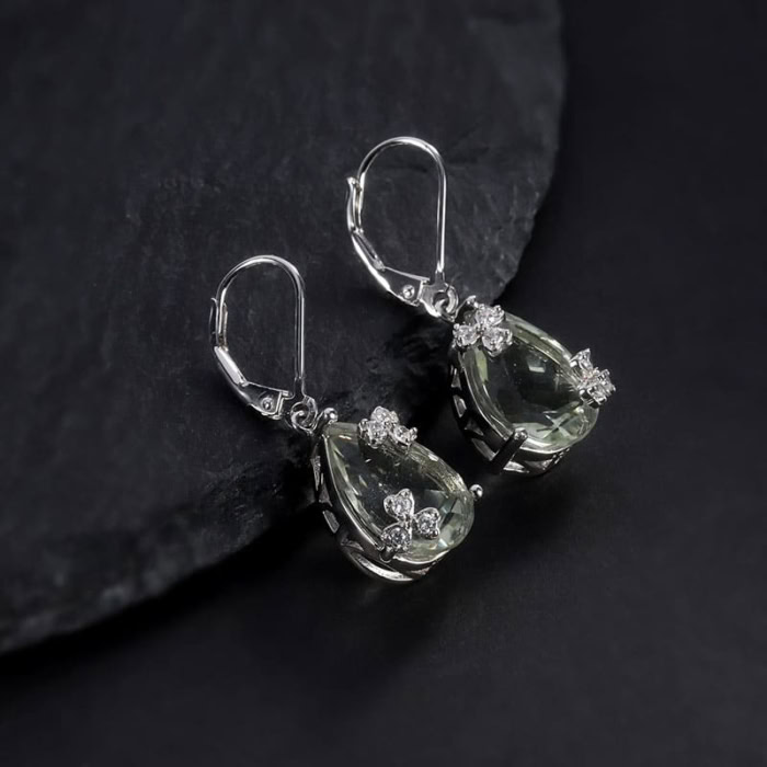 Grüner Amethys Ohrringe mit Schmetterling