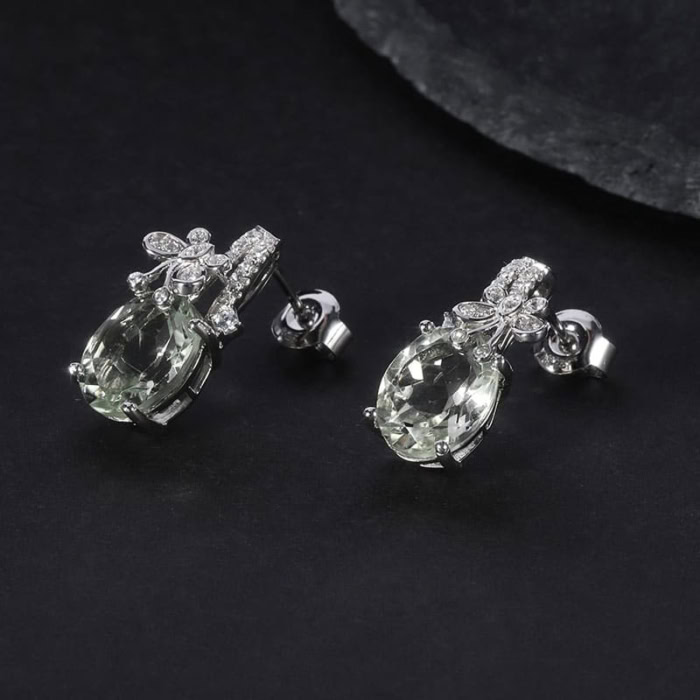 Grüner Amethys Ohrringe mit Zirkonia