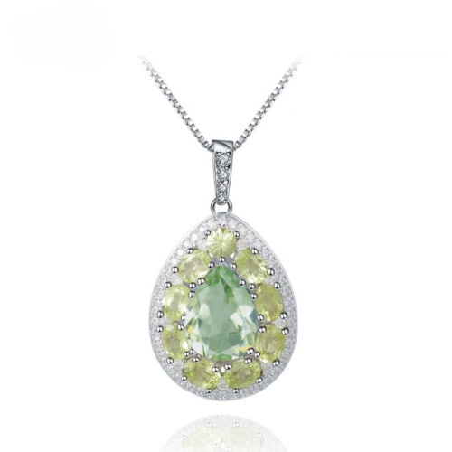 Anhänger Kette mit Grüner Amethys und Peridot